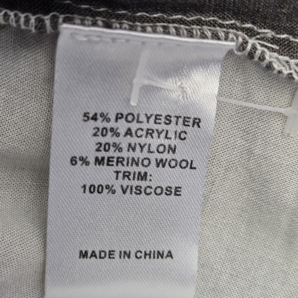 FOIL Blue Merino Wool Blend Sweater with Chiffon Pastel Multicolor Back. Medium - Picture 8 of 9